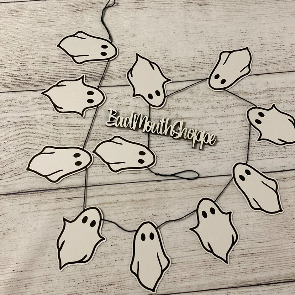 *The Dark Times Halloween Ghost Baby Boo Bunting made from Recycled Card